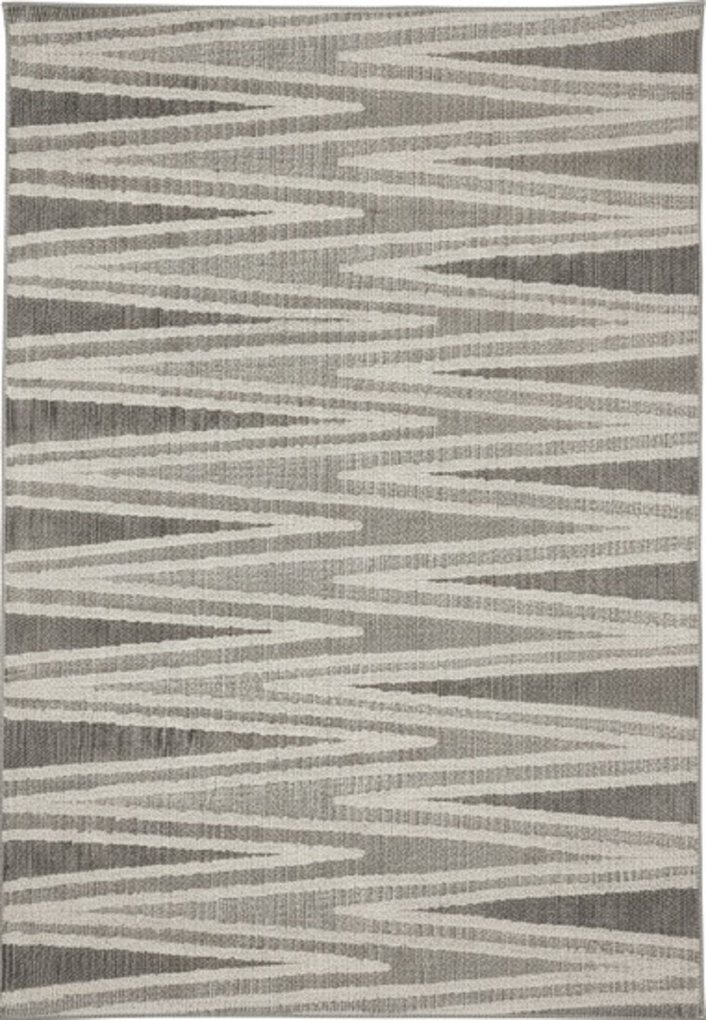 Tapis Tenzin à chevrons contemporain gris et beige