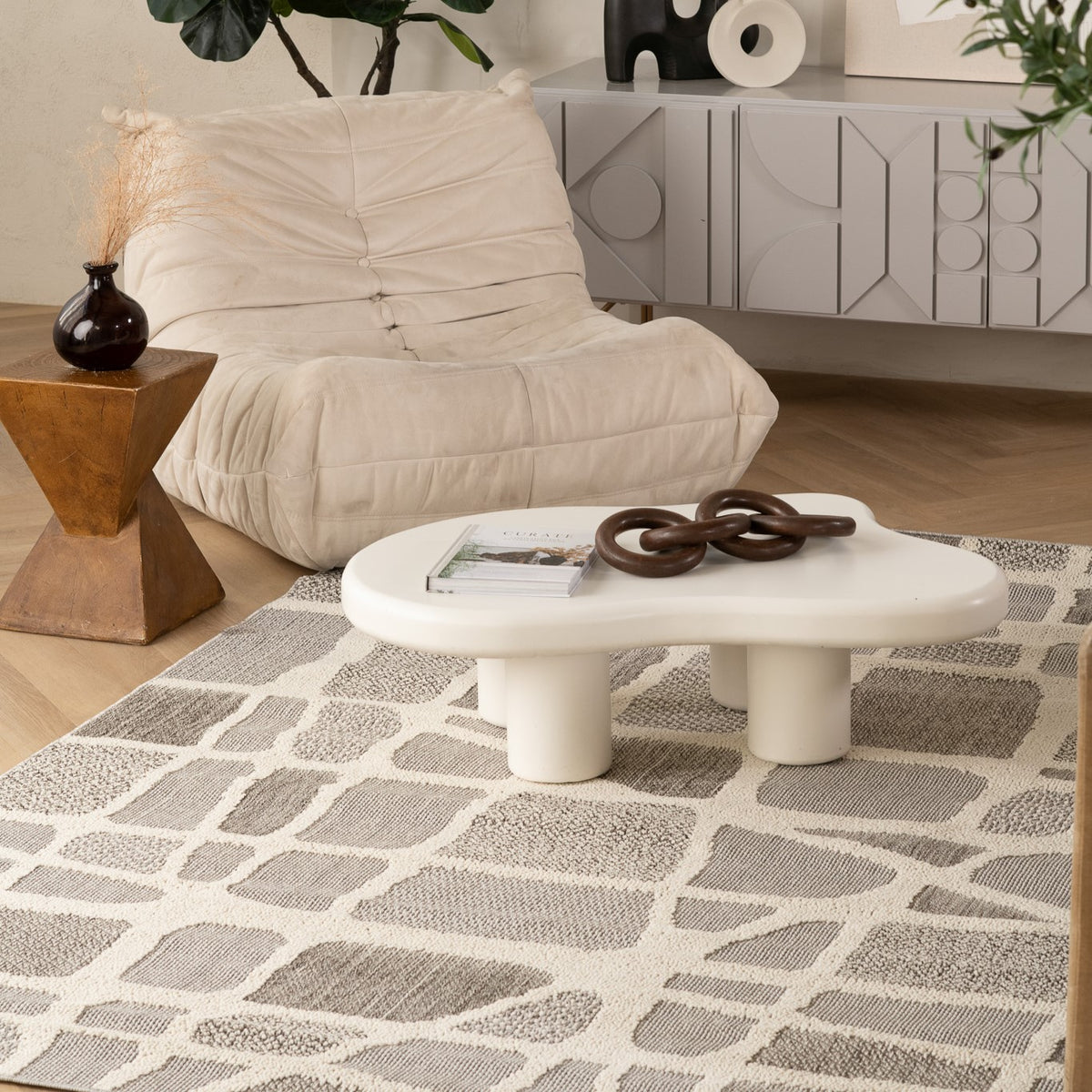 Kintsu Abstract Grey Indoor Rug and Runner