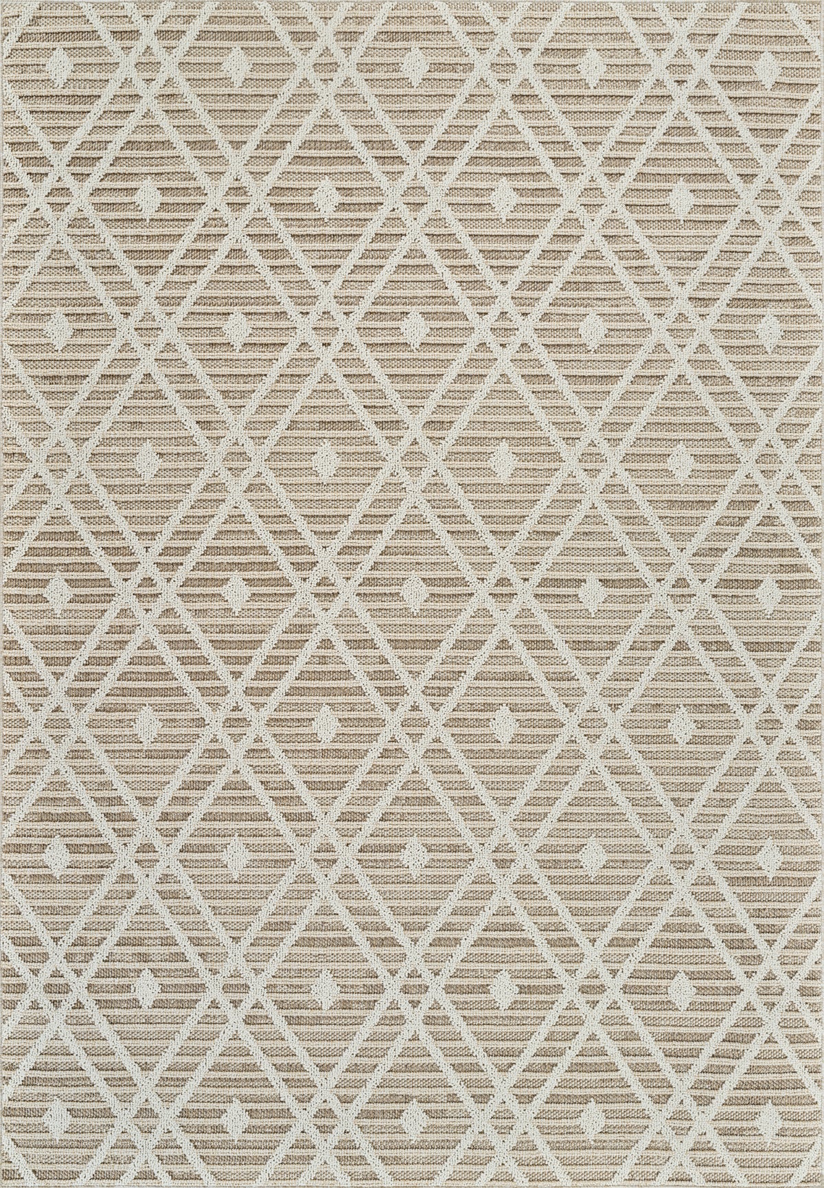 Alfombra Sela Trellis Transicional Marrón y Crema para Interiores