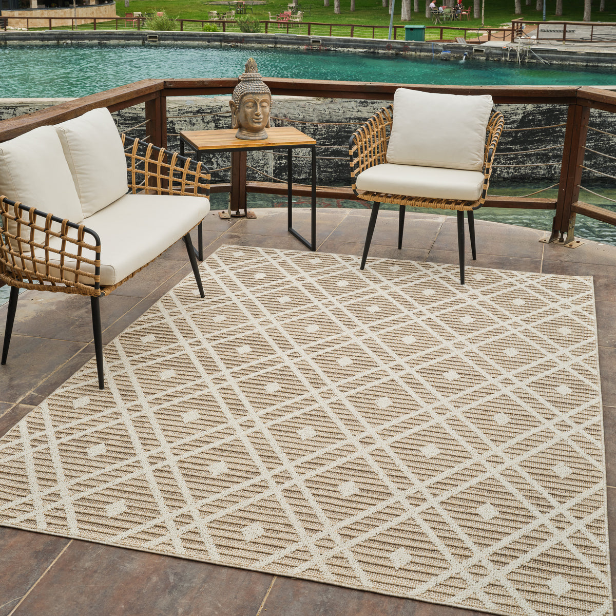 Sela Trellis Transitional Brown and Cream Indoor Rug