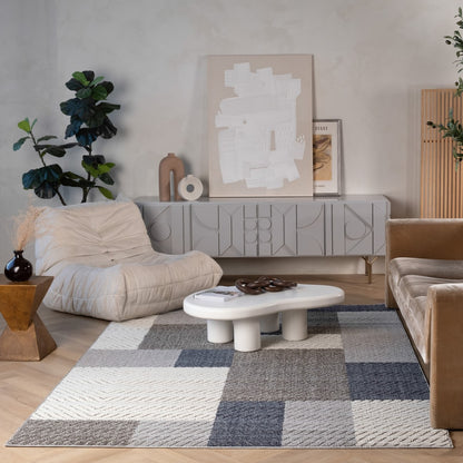 Hogar Abstract Geometric Grey Rug
