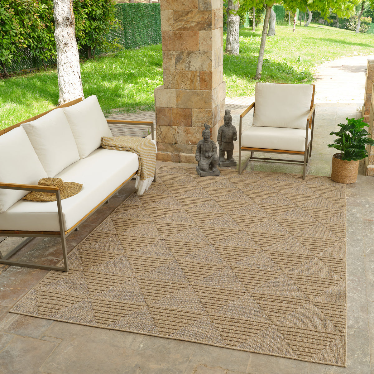Afaq Geometric Contemporary Brown and Beige Indoor Rug