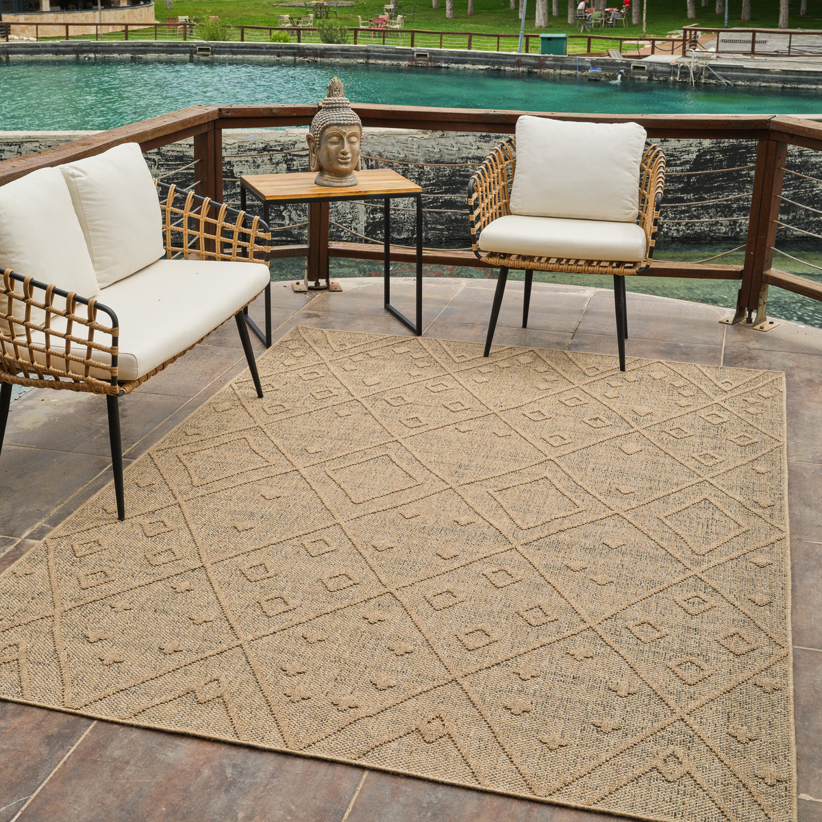 Mori Boho Contemporary Brown and Beige Indoor Rug