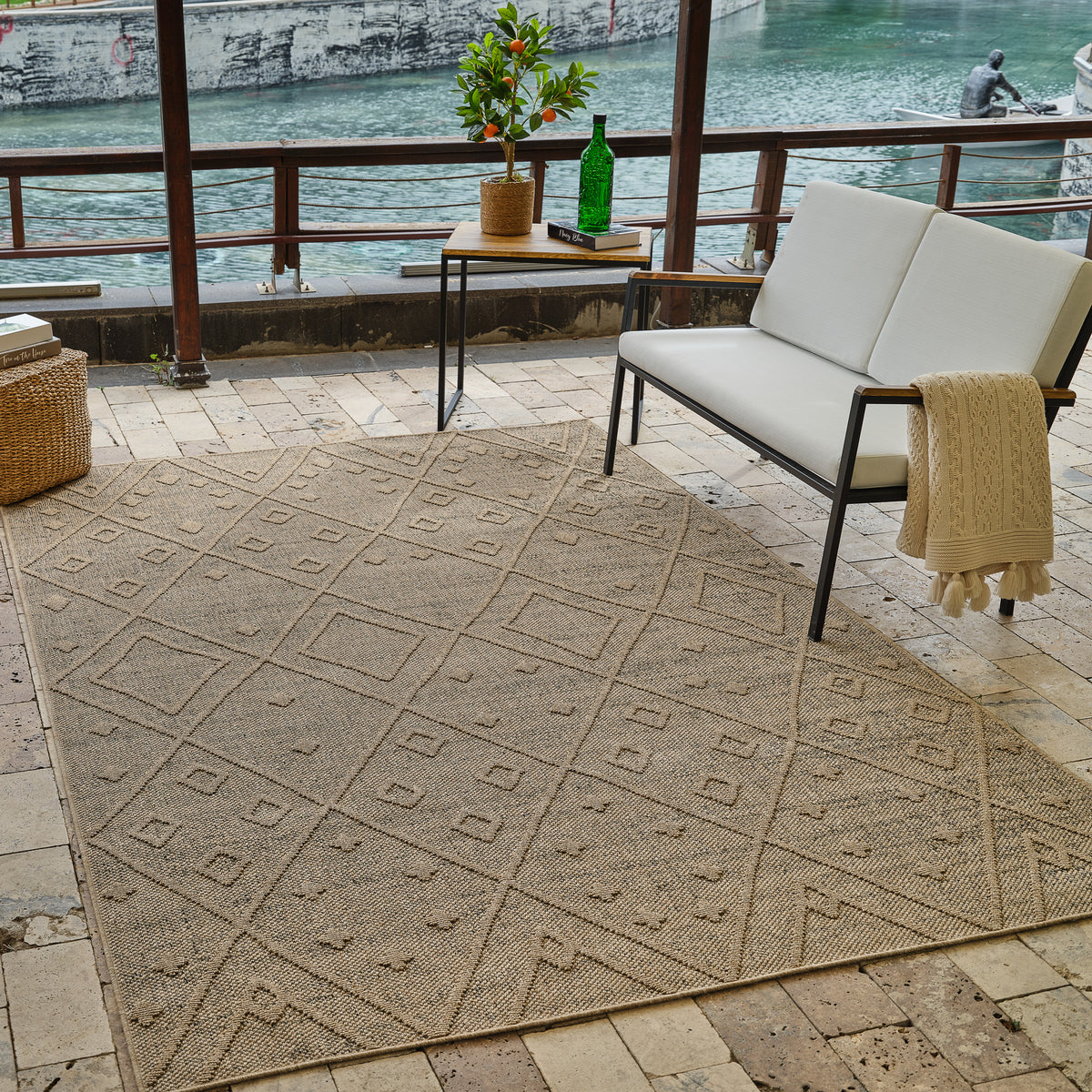Mori Boho Contemporary Brown and Beige Indoor Rug