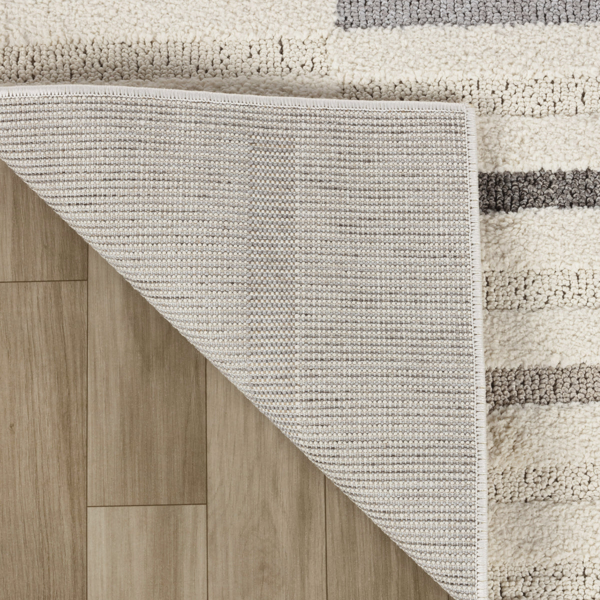 Alva Striped Contemporary Cream and Grey Indoor Rug