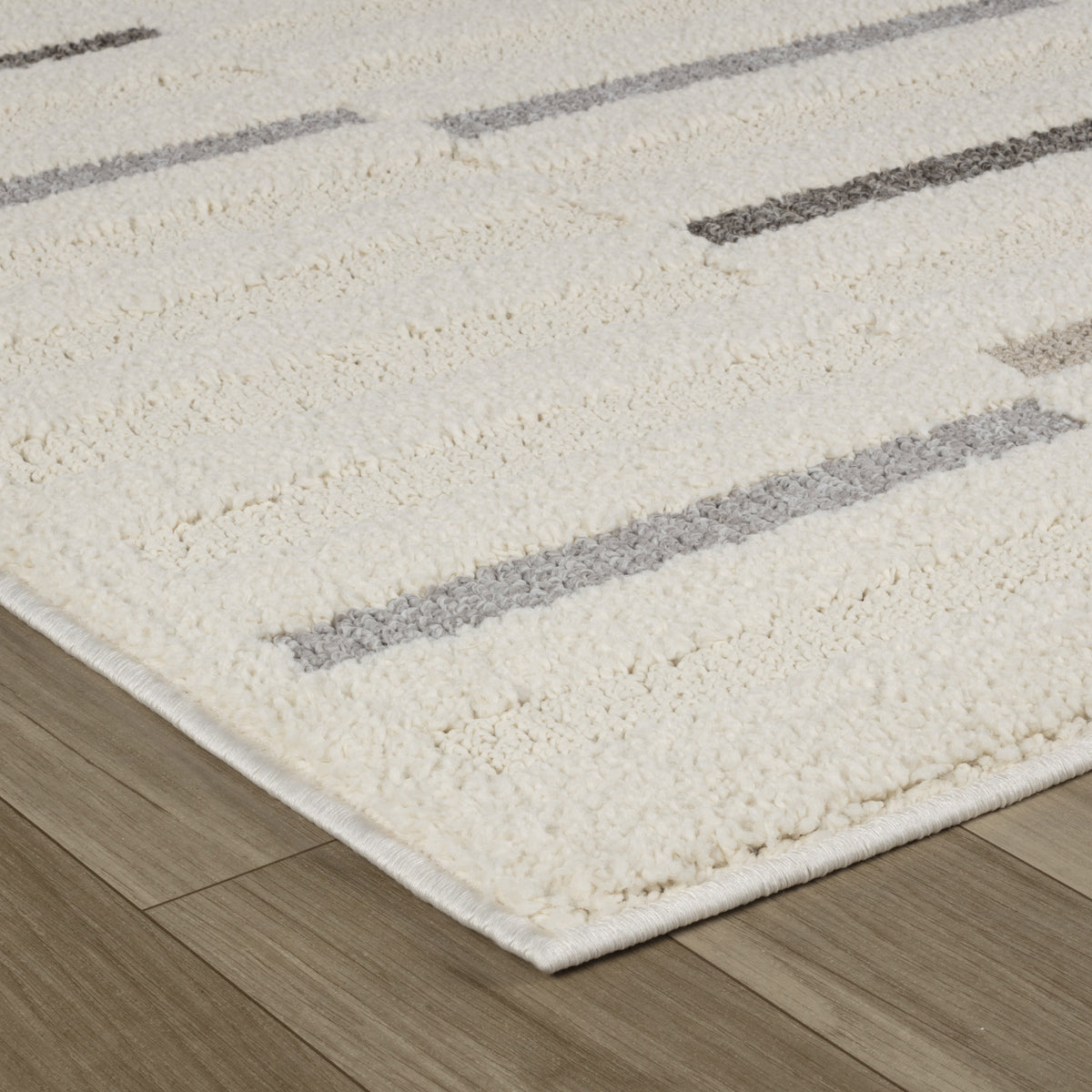 Alva Striped Contemporary Cream and Grey Indoor Rug