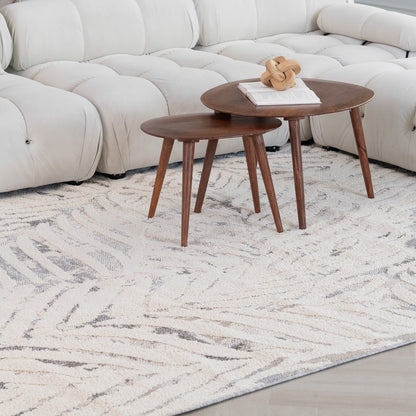 Tapis crème moderne floral Nimbus