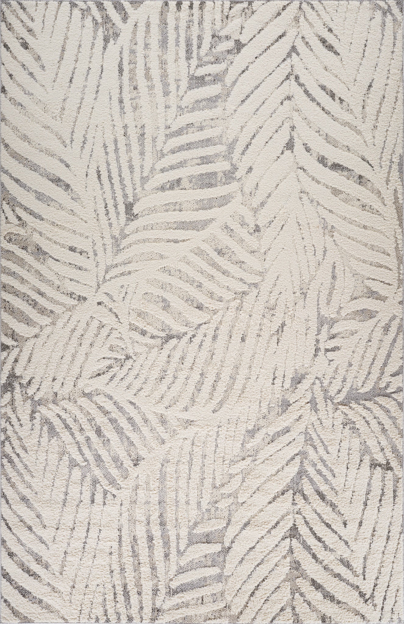 Neerja Botanical Contemporary Cream and Grey Indoor Rug