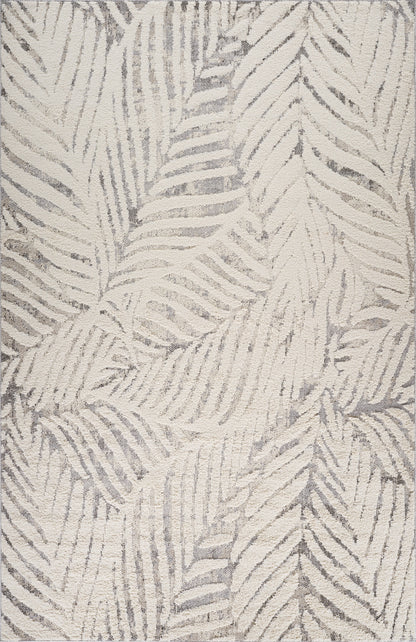 Neerja Botanical Contemporary Cream and Grey Indoor Rug