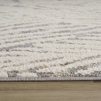 Neerja Botanical Contemporary Cream and Grey Indoor Rug