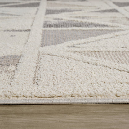 Aarya Geometric Contemporary Cream and Grey Indoor Rug