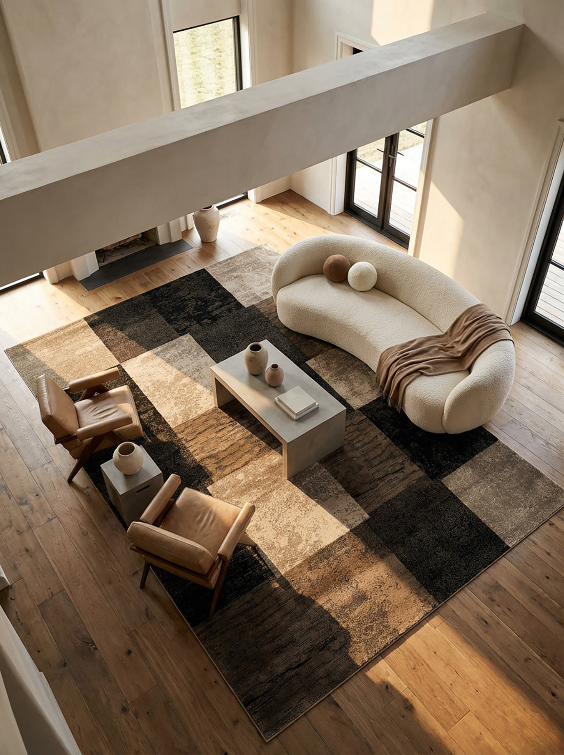 Dhruv Geometric Contemporary Brown and Beige Indoor Rug