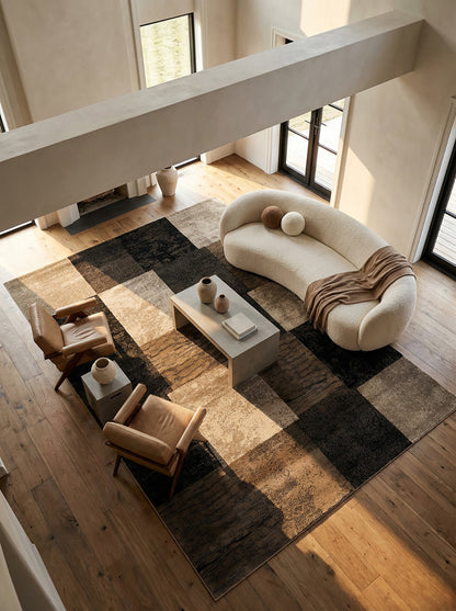 Dhruv Geometric Contemporary Brown and Beige Indoor Rug