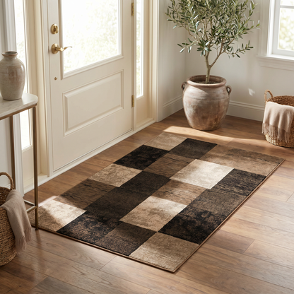 Dhruv Geometric Contemporary Brown and Beige Indoor Rug