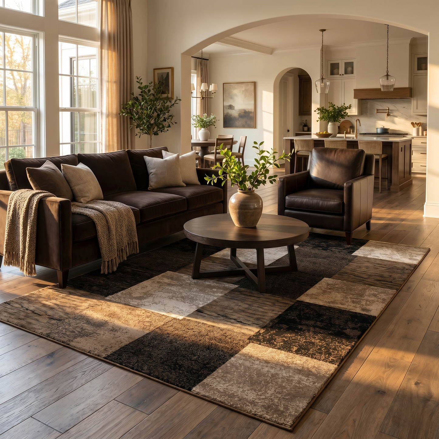 Dhruv Geometric Contemporary Brown and Beige Indoor Rug