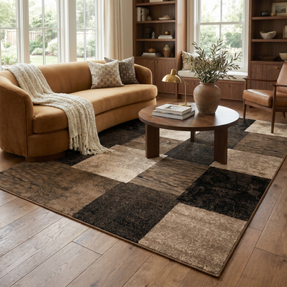 Dhruv Geometric Contemporary Brown and Beige Indoor Rug