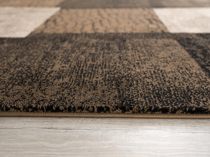 Tapis marron à carreaux géométriques Montage