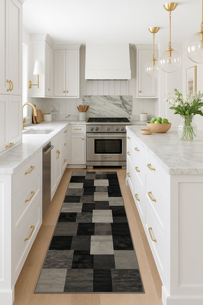 Montage Geometric Checkered Grey Rug