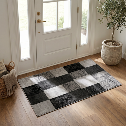 Dhruv Geometric Contemporary Grey and Black Indoor Rug