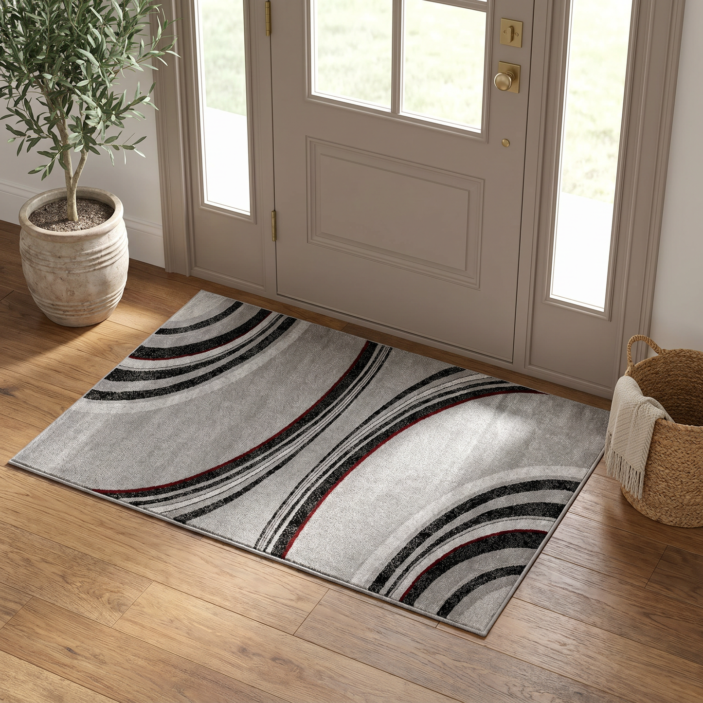 Neri Abstract Contemporary Grey and Black Indoor Rug
