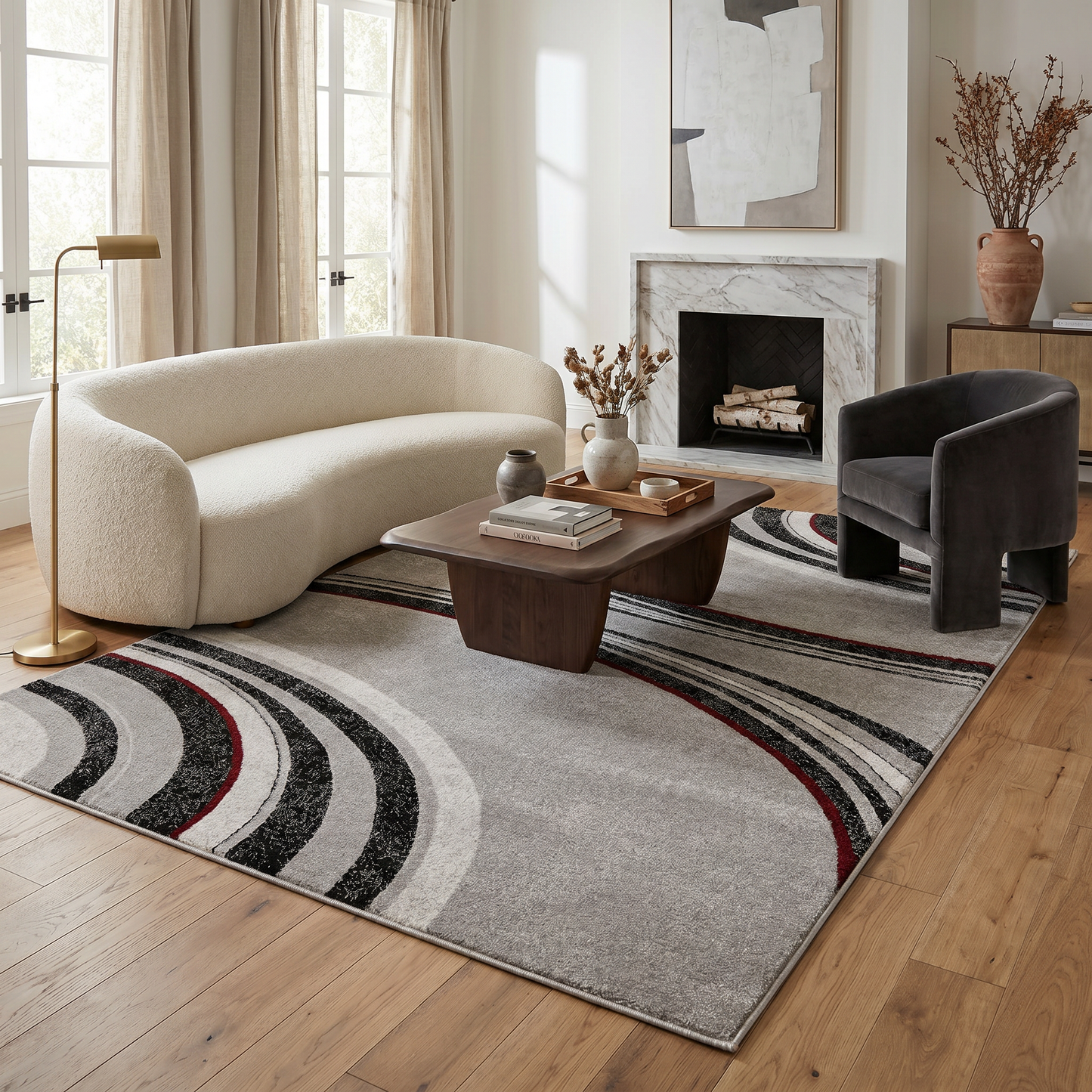 Neri Abstract Contemporary Grey and Black Indoor Rug