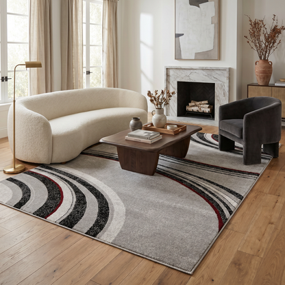 Neri Abstract Contemporary Grey and Black Indoor Rug