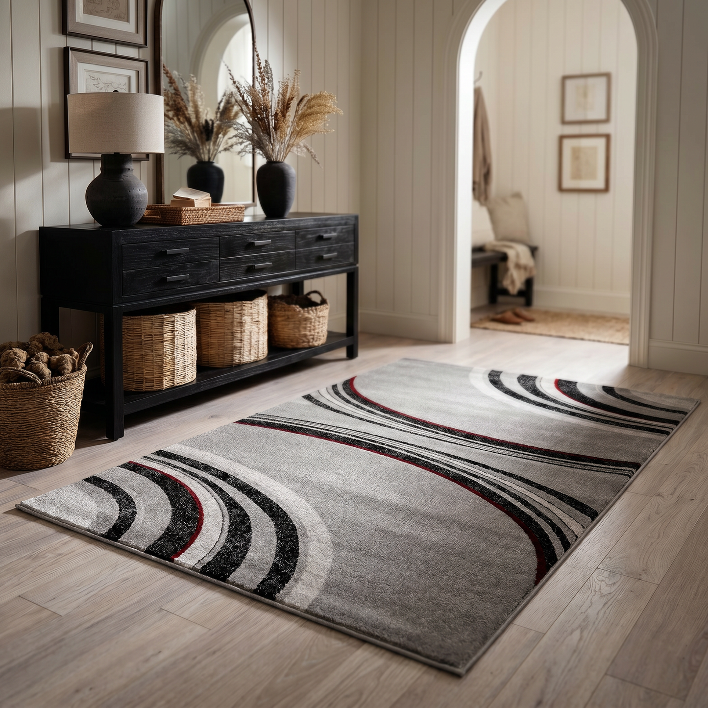 Neri Abstract Contemporary Grey and Black Indoor Rug