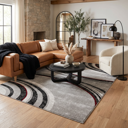 Neri Abstract Contemporary Grey and Black Indoor Rug
