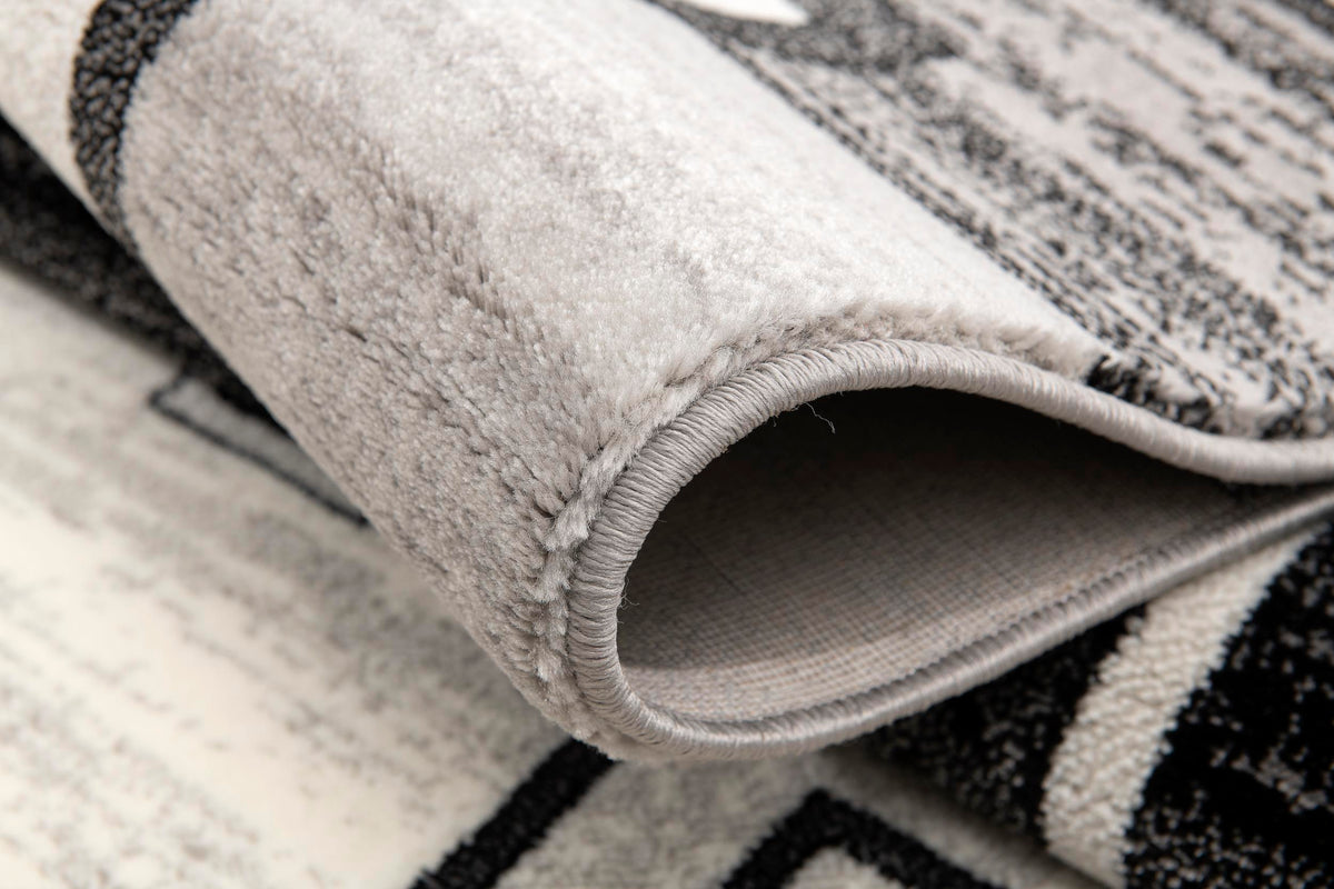 Binaa Geometric Contemporary Grey and Black Indoor Rug