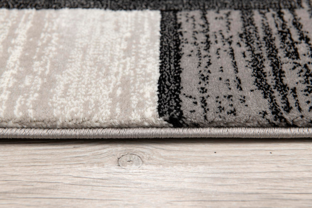 Binaa Geometric Contemporary Grey and Black Indoor Rug