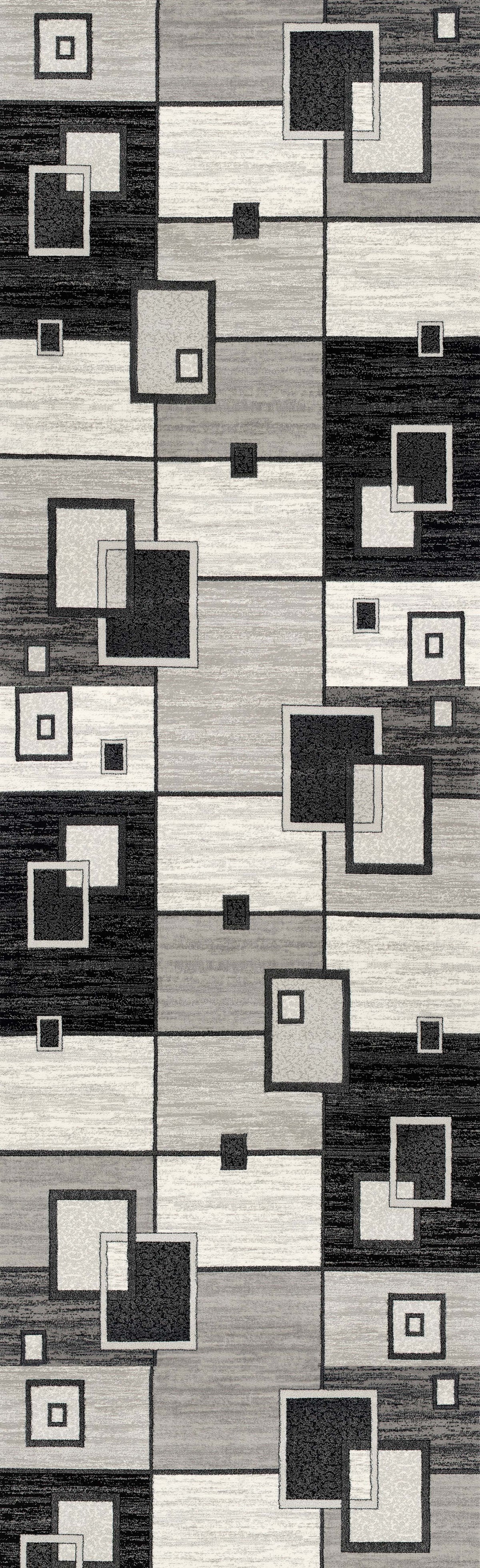 Binaa Geometric Contemporary Grey and Black Indoor Rug