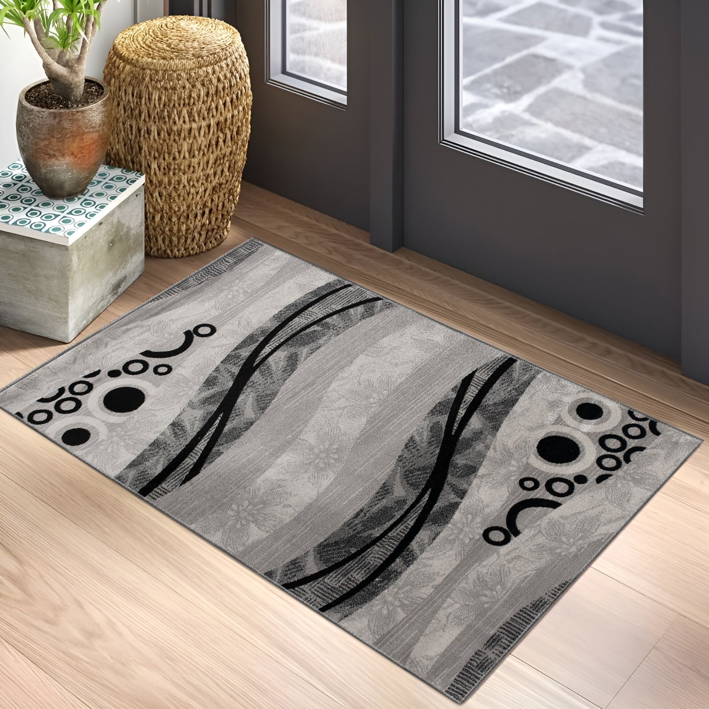 Tapis gris géométrique Montage