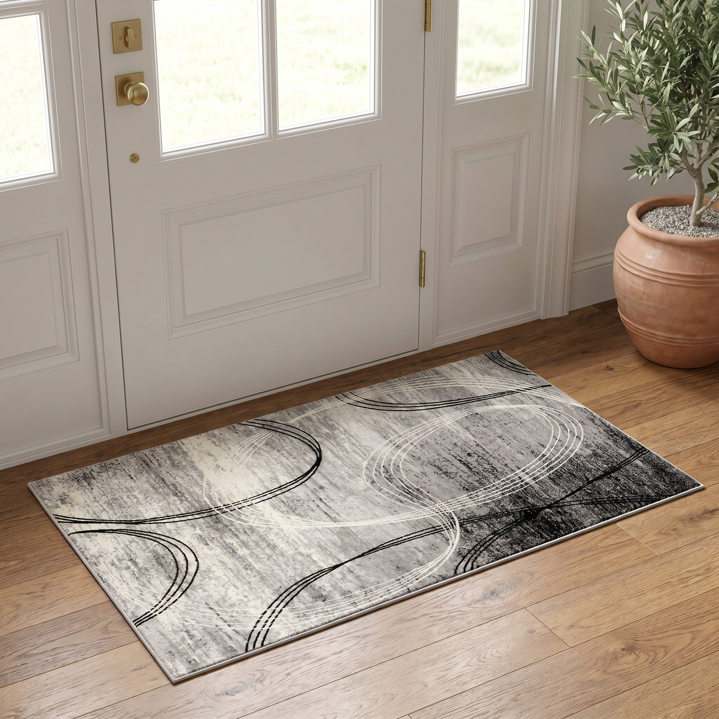 Alfombra gris con remolinos abstractos Montage