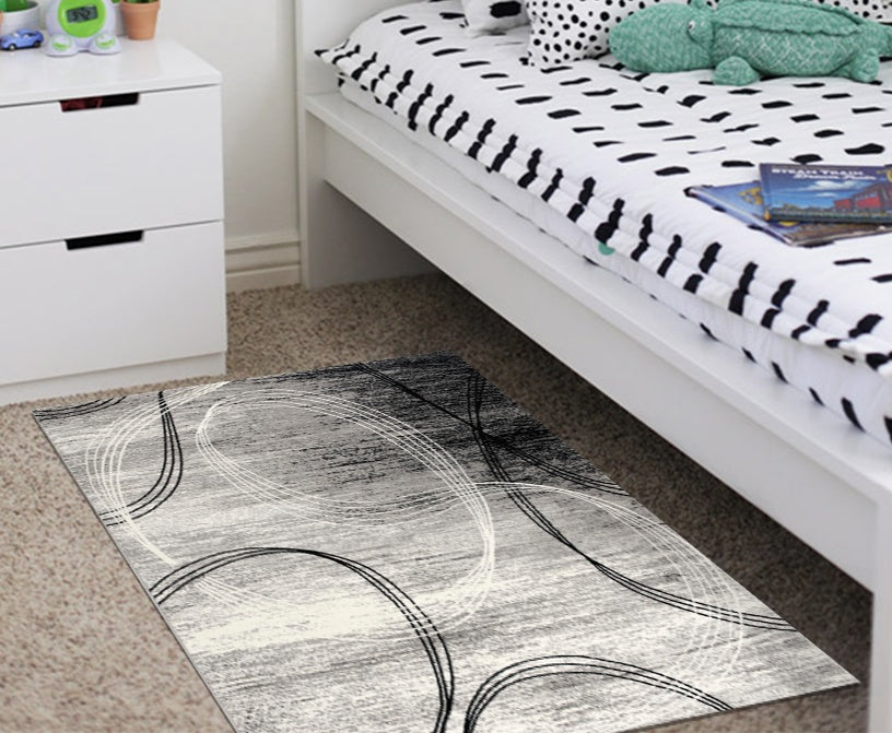 Tapis Gris Montage Tourbillons Abstraits