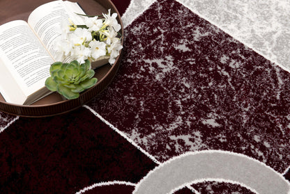 Alfombra roja moderna geométrica de montaje