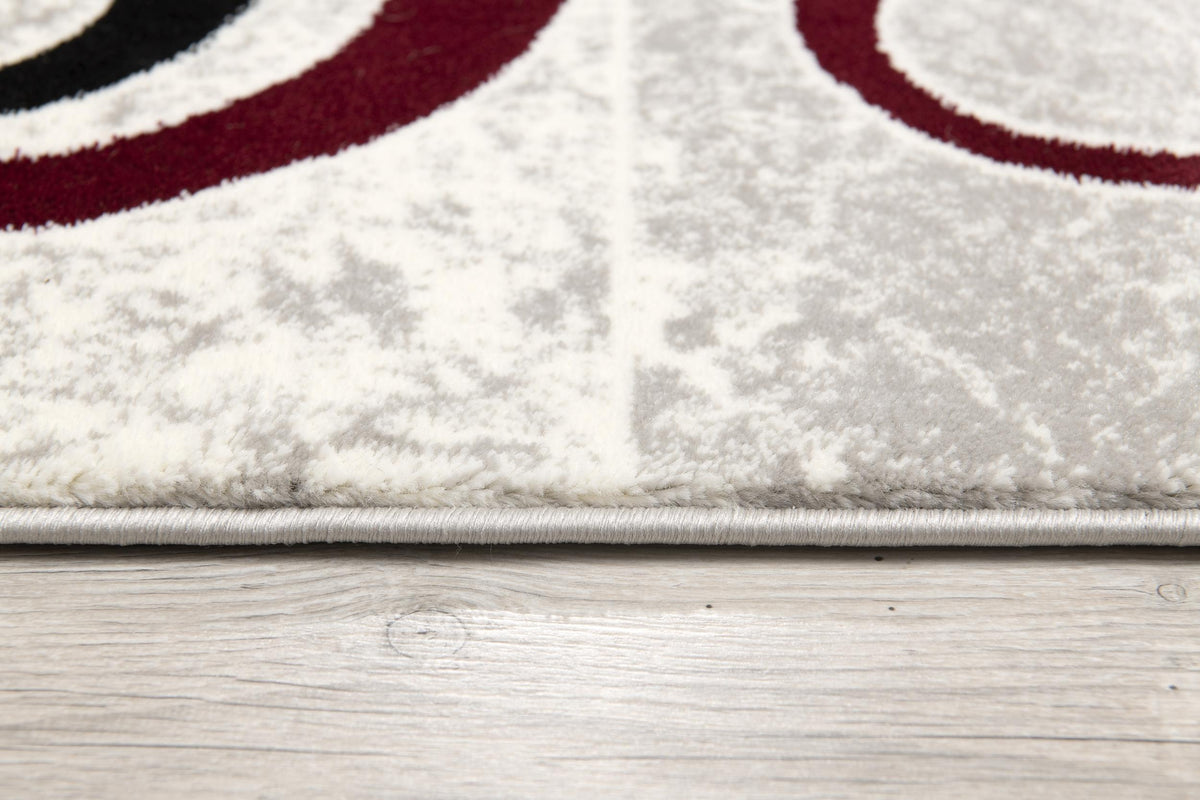 Shiki Abstract Contemporary Red and Grey Indoor Rug