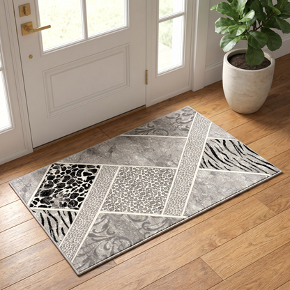 Kiso Geometric Contemporary Grey and Black Indoor Rug