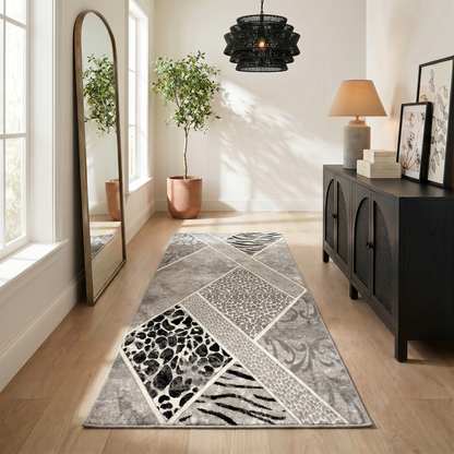 Kiso Geometric Contemporary Grey and Black Indoor Rug