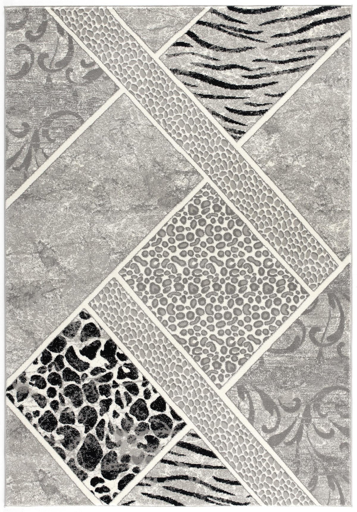Kiso Geometric Contemporary Grey and Black Indoor Rug