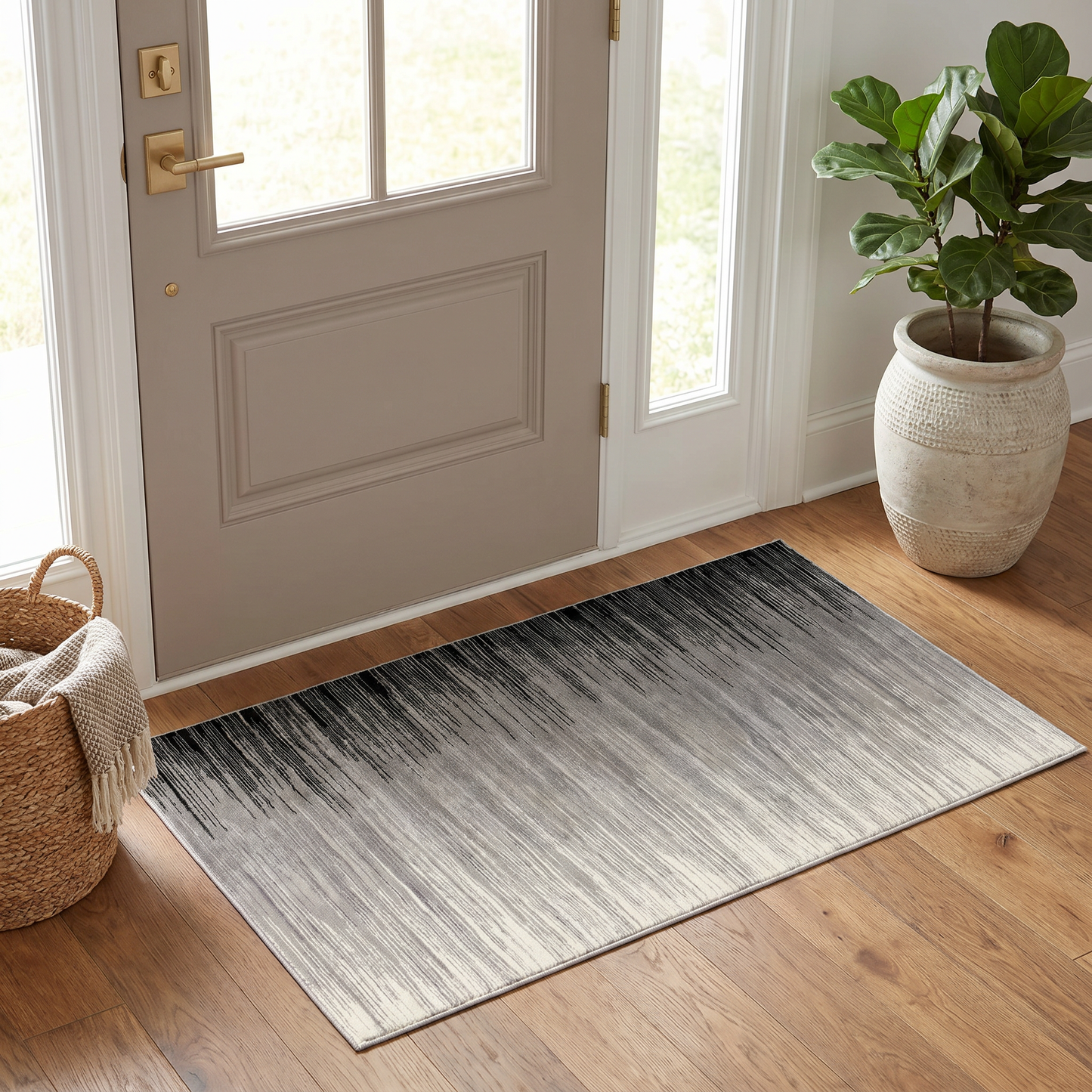 Ombra Abstract Contemporary Black and Grey Indoor Rug