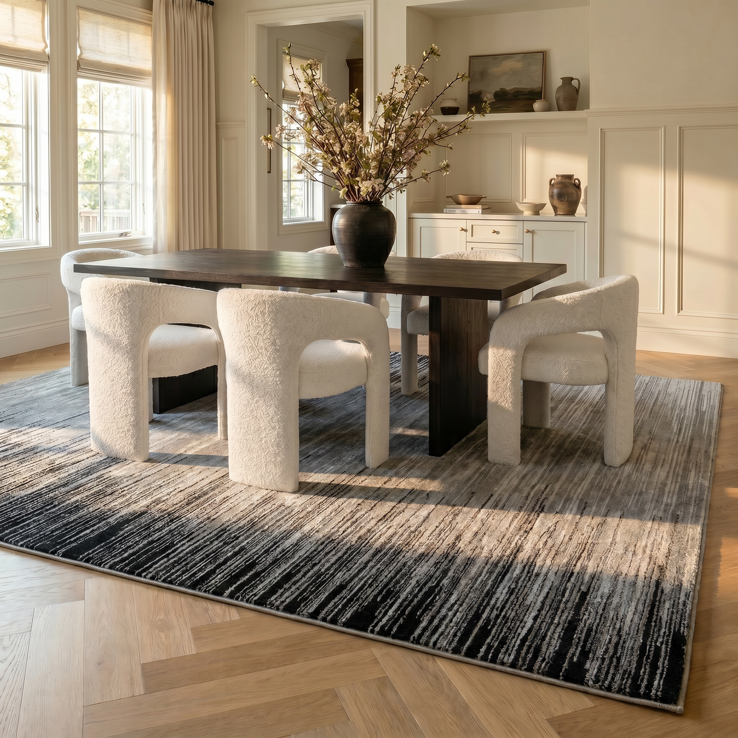 Ombra Abstract Contemporary Black and Grey Indoor Rug
