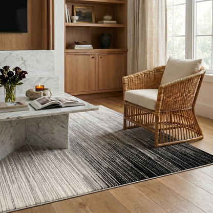 Ombra Abstract Contemporary Black and Grey Indoor Rug