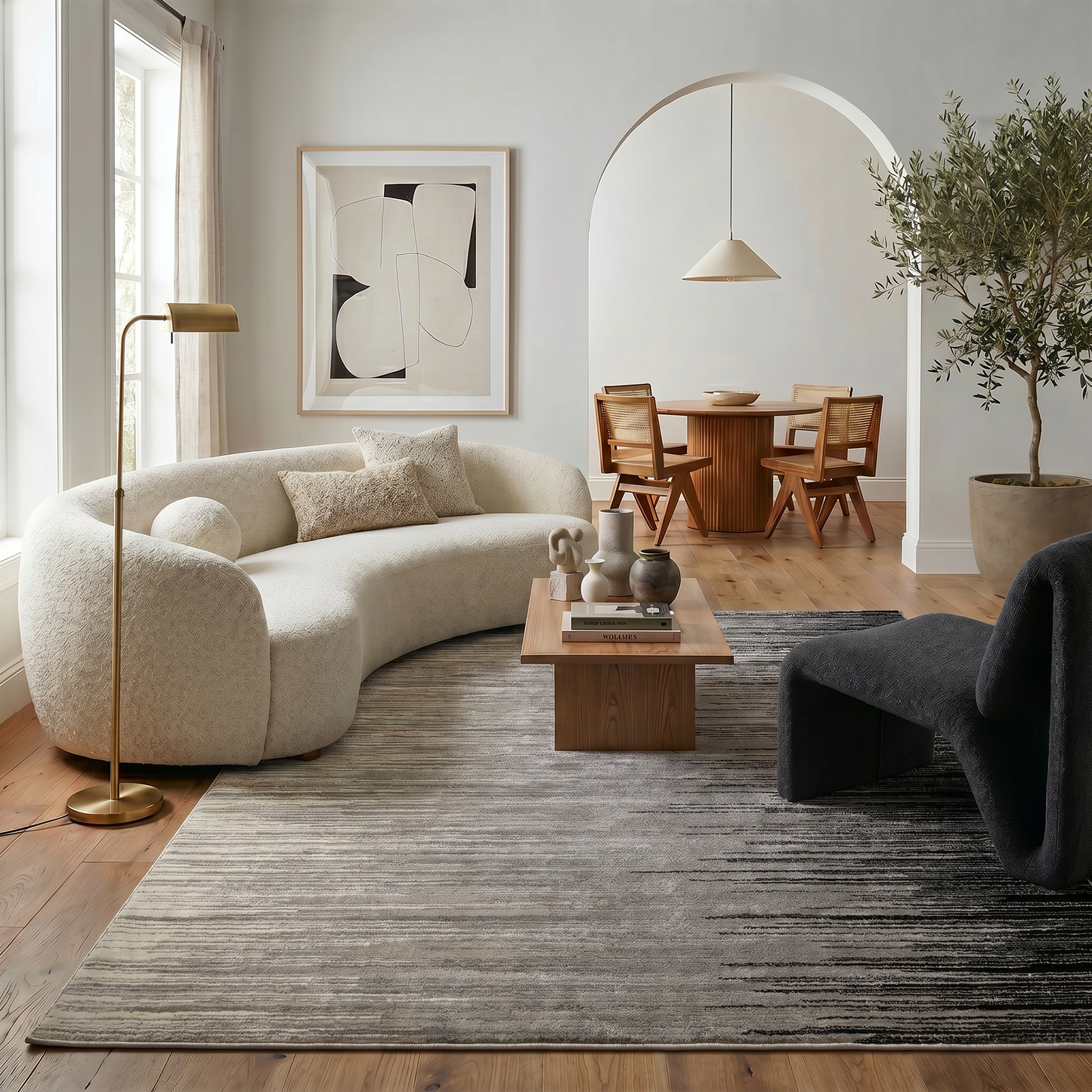 Ombra Abstract Contemporary Black and Grey Indoor Rug