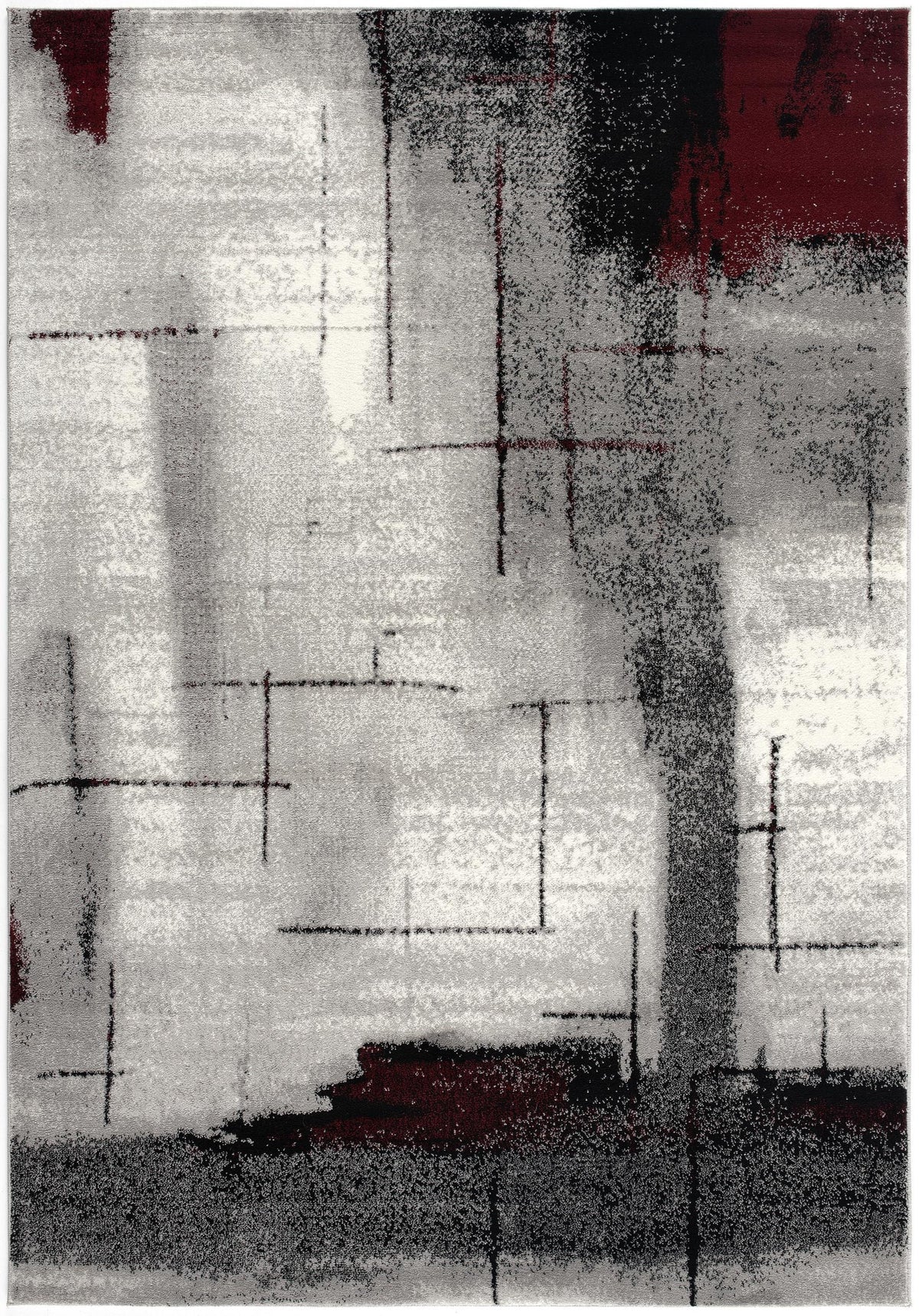 Kyma Abstract Contemporary Grey and Red Indoor Rug