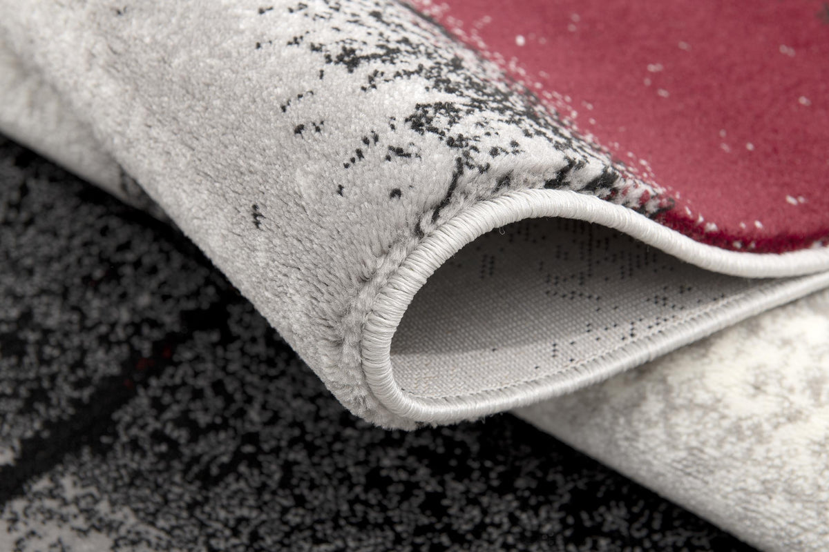 Kyma Abstract Contemporary Grey and Red Indoor Rug