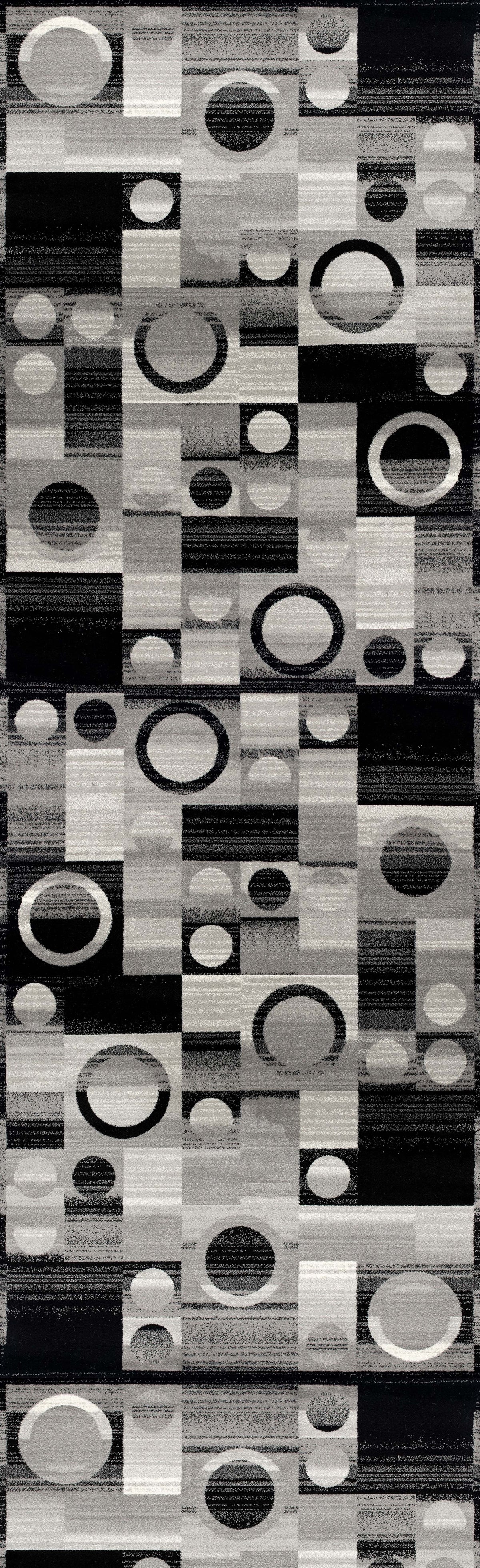 Alfombra de interior Zamani geométrica contemporánea negra y gris