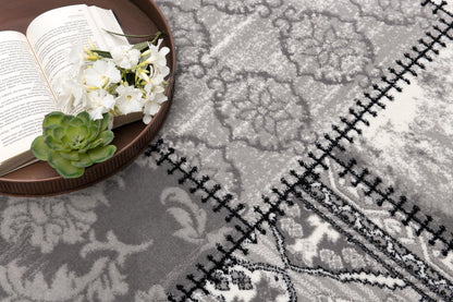 Alfombra gris bohemia abstracta de montaje