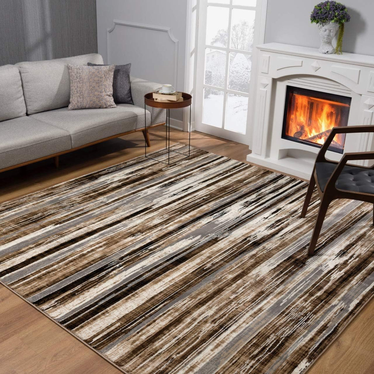 Sedona Abstract Contemporary Brown and Beige Indoor Rug
