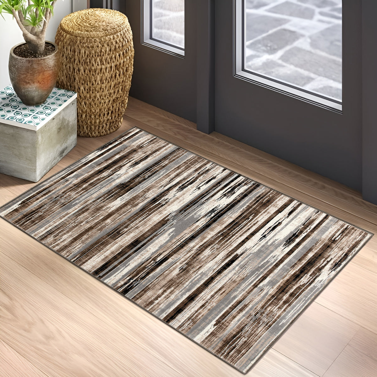 Sedona Abstract Contemporary Brown and Beige Indoor Rug