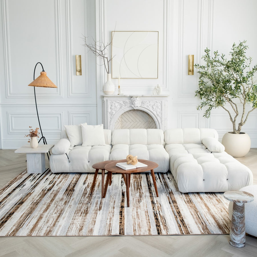 Sedona Abstract Contemporary Brown and Beige Indoor Rug